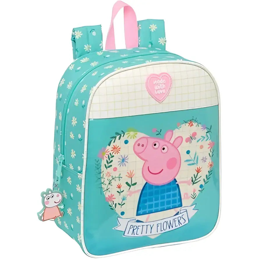 Mochila infantil PEPPA PIG PRETTY FLOWERS 22x10x27cm adaptable a carro ideal guardería