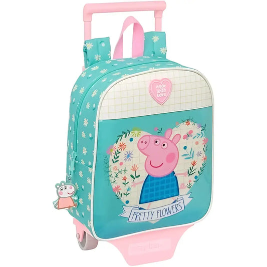 Mochila infantil PEPPA PIG con ruedas PRETTY FLOWERS 22x27x10cm