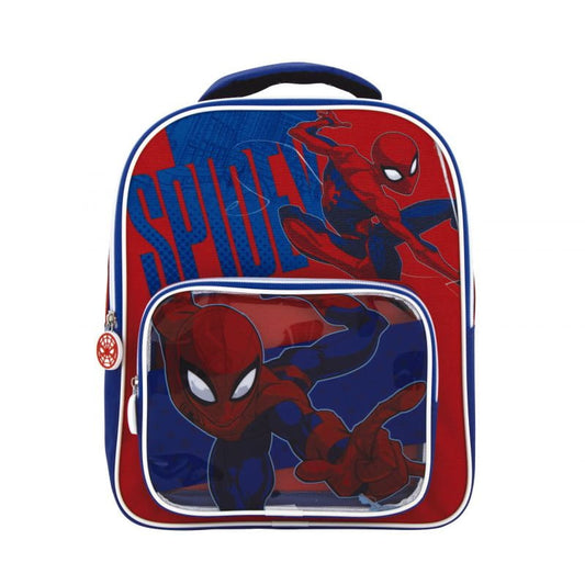 Mochila infantil Spiderman con bolsillo transparente 30x24,5x11cm