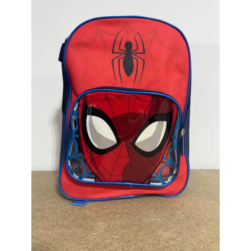 Mochila Infantil Spiderman Roja para Niños Escolar y Diario con Bolsillo Transparente Telarañas Azules Logotipo Oficial