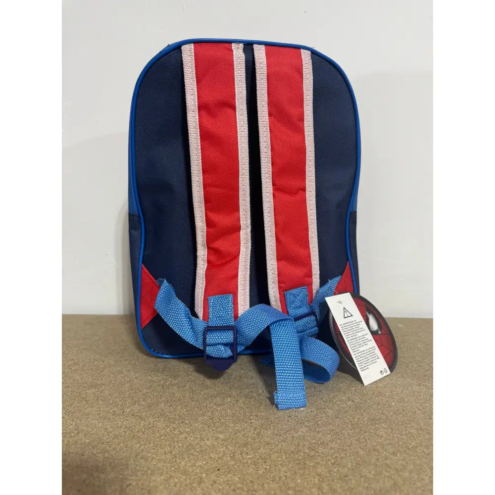 Mochila Infantil Spiderman Roja para Niños Escolar y Diario con Bolsillo Transparente Telarañas Azules Logotipo Oficial