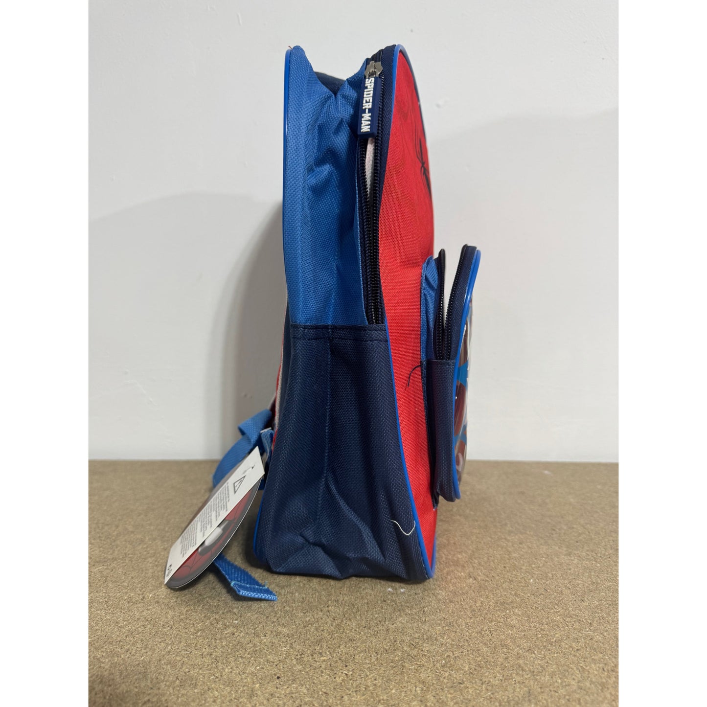 Mochila Infantil Spiderman Roja para Niños Escolar y Diario con Bolsillo Transparente Telarañas Azules Logotipo Oficial