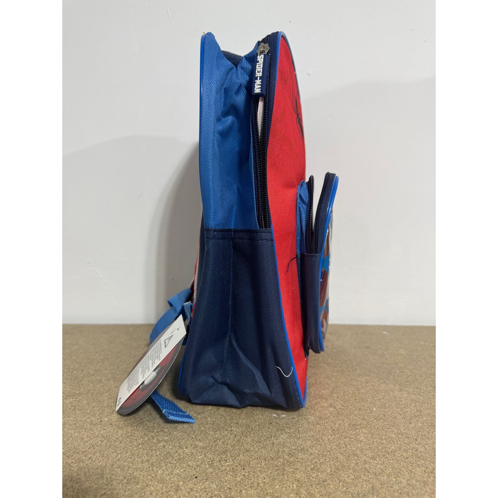 Mochila Infantil Spiderman Roja para Niños Escolar y Diario con Bolsillo Transparente Telarañas Azules Logotipo Oficial