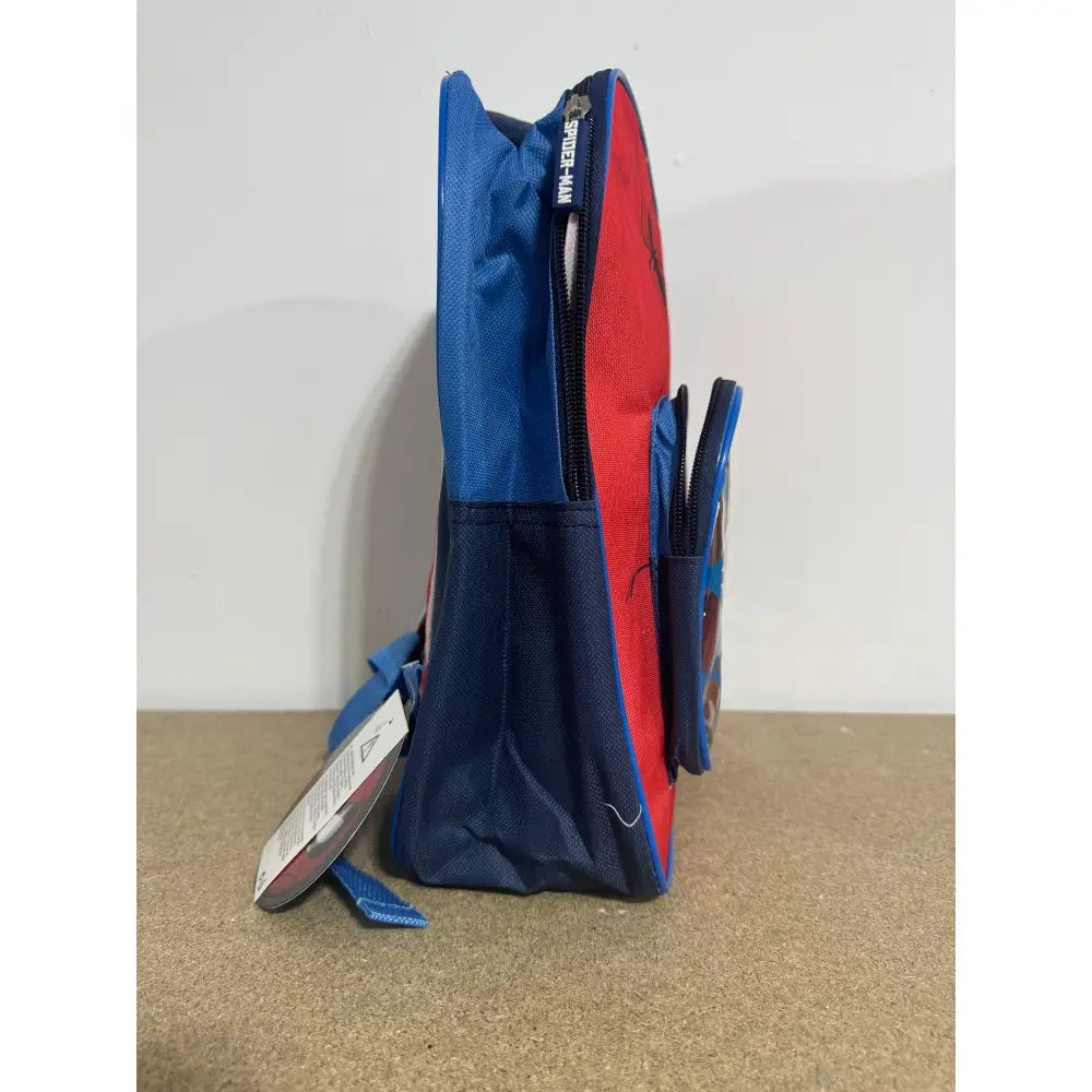 Mochila Infantil Spiderman Roja para Niños Escolar y Diario con Bolsillo Transparente Telarañas Azules Logotipo Oficial
