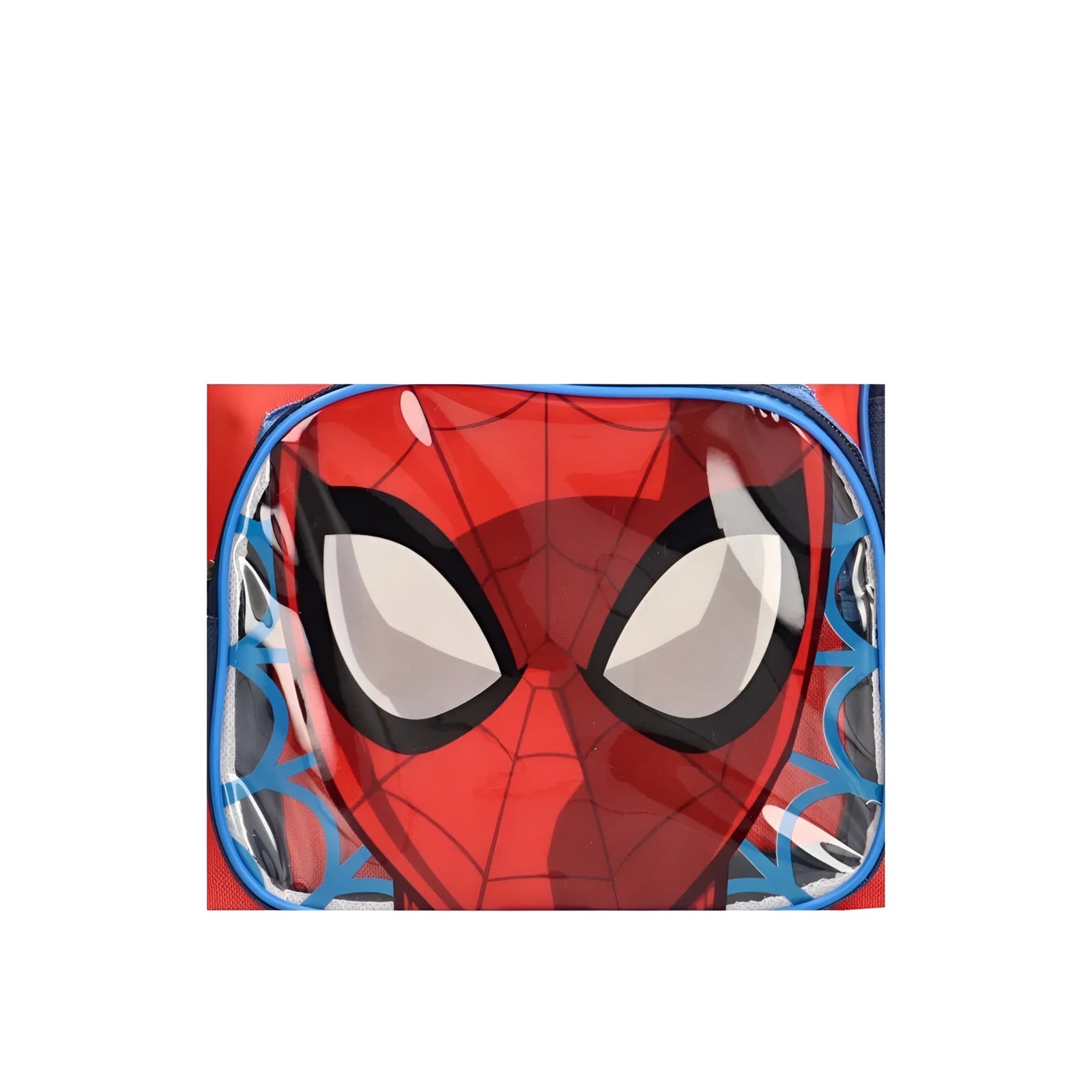 Mochila Infantil Spiderman Roja para Niños Escolar y Diario con Bolsillo Transparente Telarañas Azules Logotipo Oficial