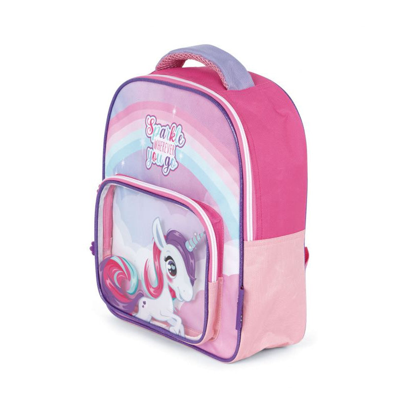 Mochila infantil Unicornio con bolsillo transparente 30x24,5x11cm