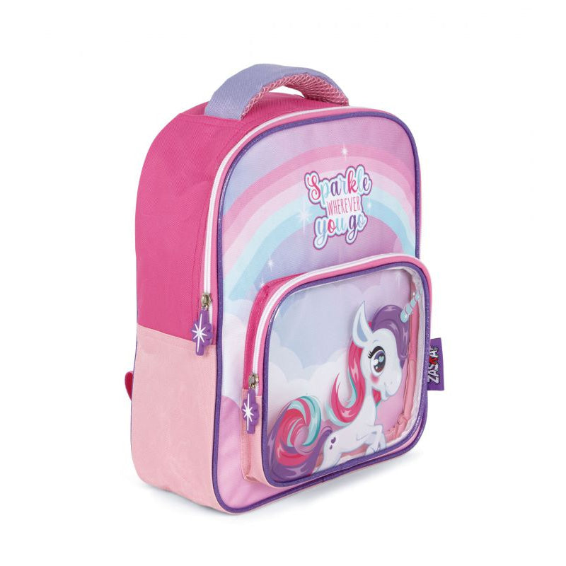 Mochila infantil Unicornio con bolsillo transparente 30x24,5x11cm