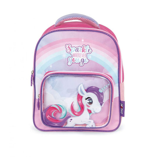 Mochila infantil Unicornio con bolsillo transparente 30x24,5x11cm