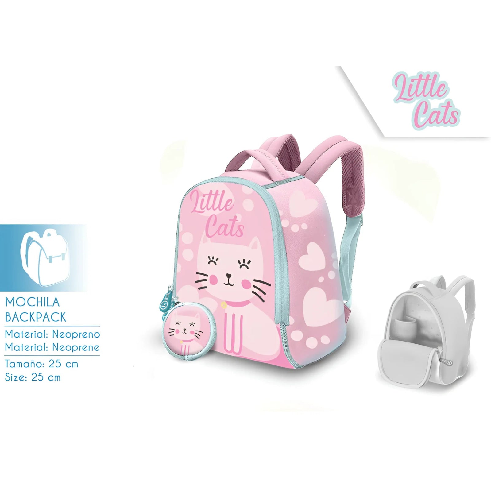Mochila Neopreno 25cm Little Cats - infantil