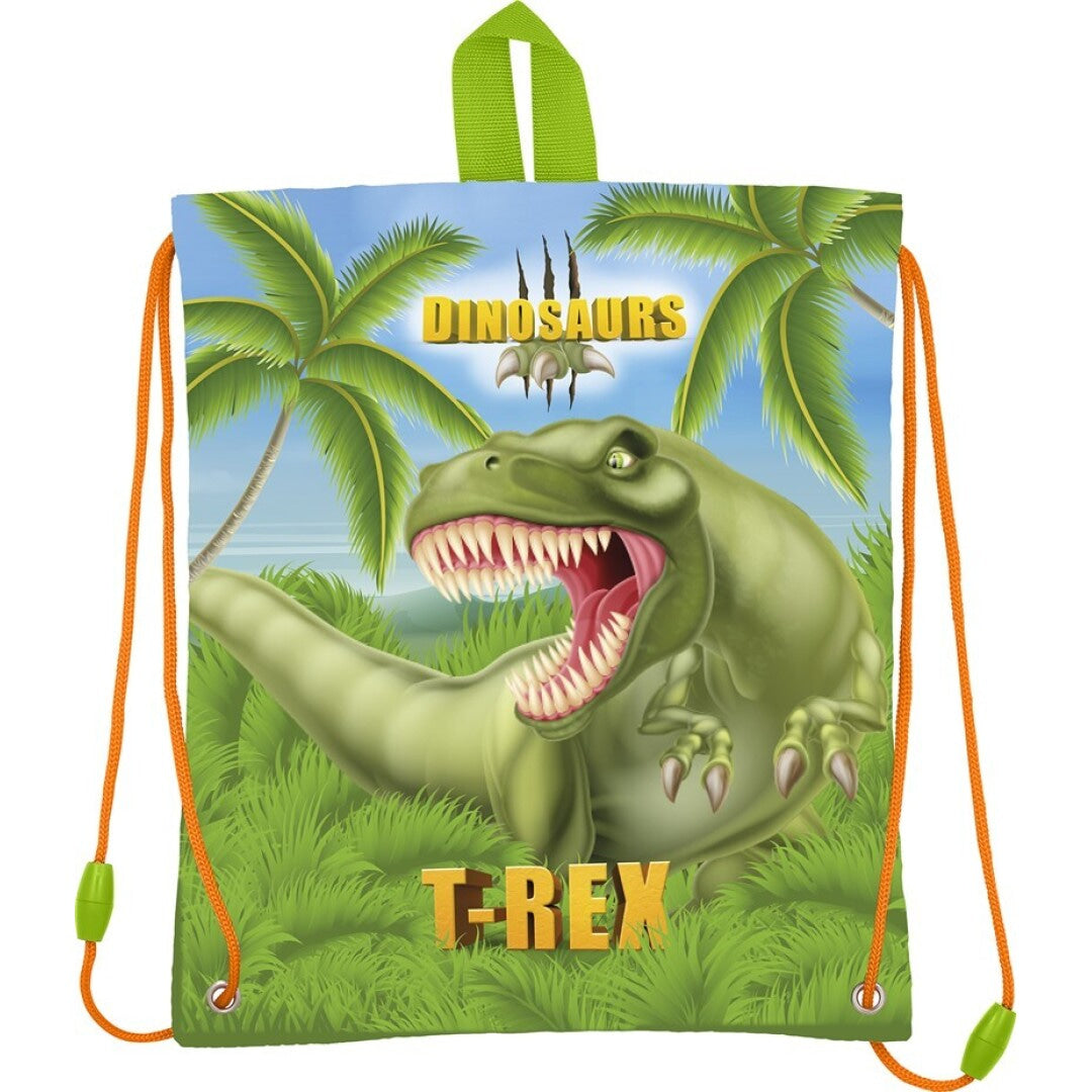Mochila saco de cuerdas infantil Dinosaurios para merienda y almuerzo 30x25cm - Bolsa