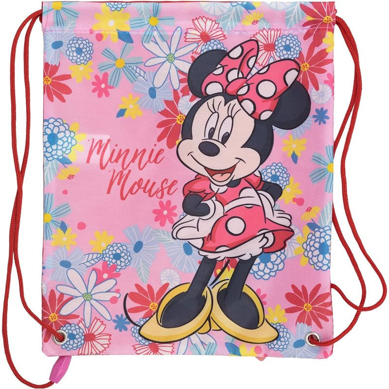 Mochila saco de cuerdas infantil Minnie Mouse Disney para merienda y almuerzo 30x25cm - Bolsa