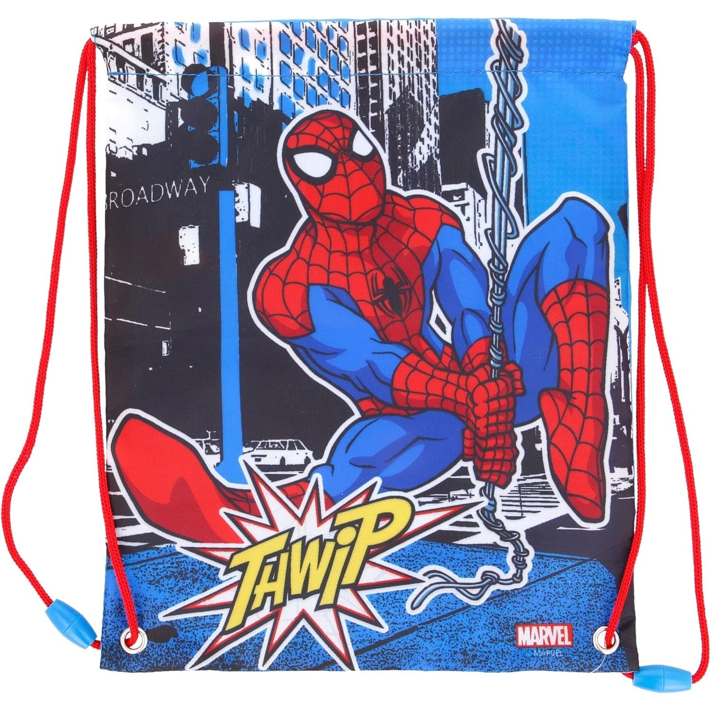 Mochila saco de cuerdas infantil Spiderman Marvel para merienda y almuerzo 30x25cm - Bolsa