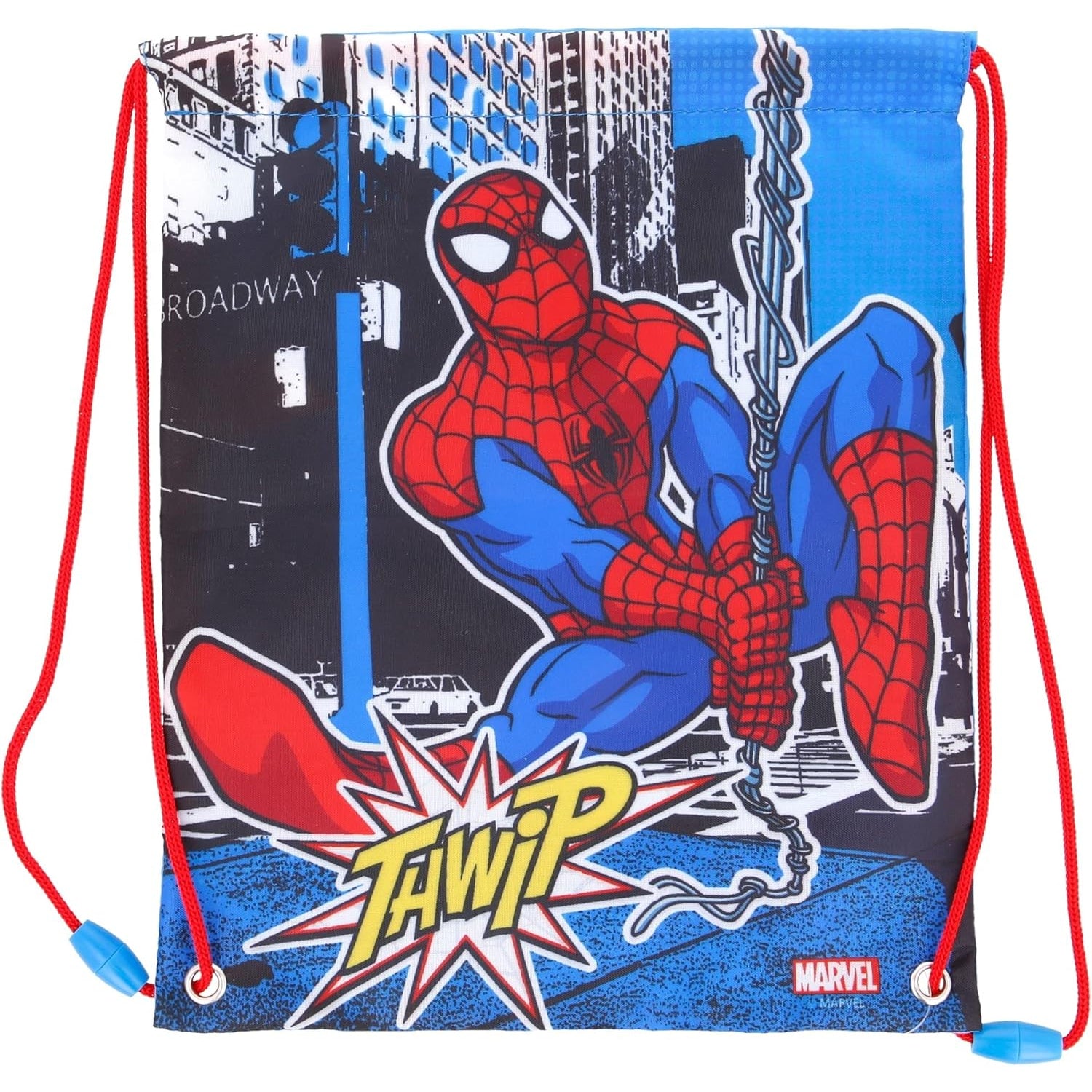Mochila saco de cuerdas infantil Spiderman Marvel para merienda y almuerzo 30x25cm - Bolsa