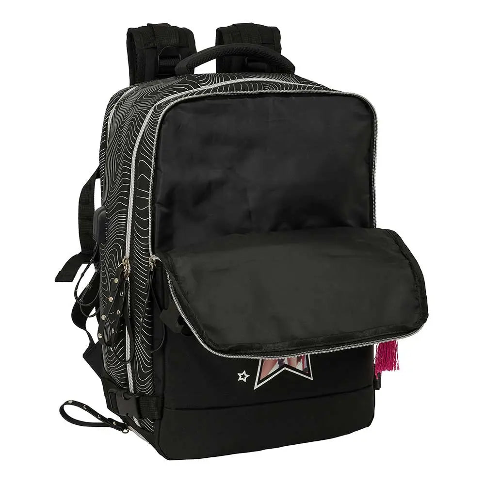 Mochila viaje cabina portátil 15,6’’ K-POP Demon Hunters - Huntrix ’Energy’ negra 29x19x44cm