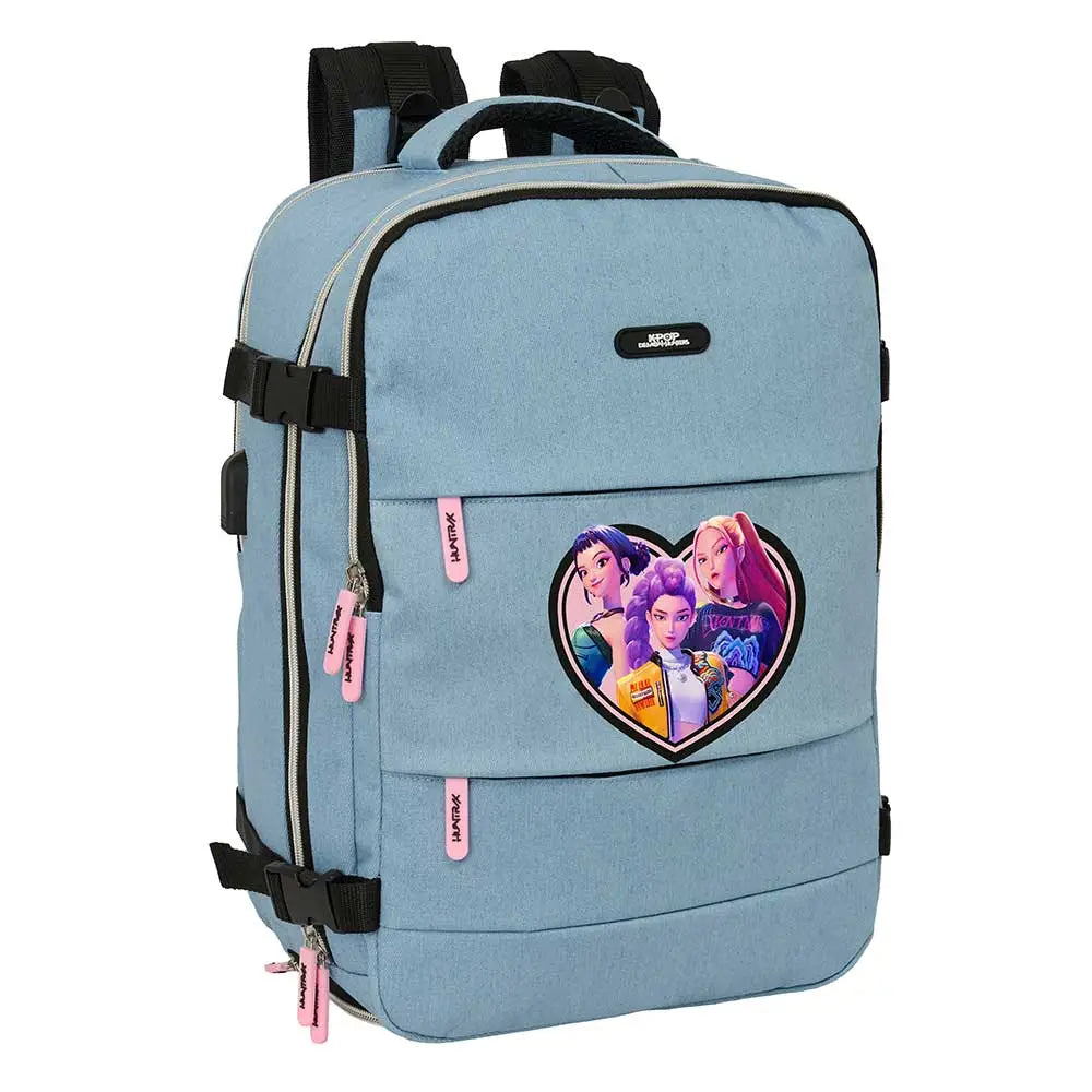 Mochila viaje cabina portátil 15,6’’ K-POP Demon Hunters - Huntrix azul 29x19x44cm