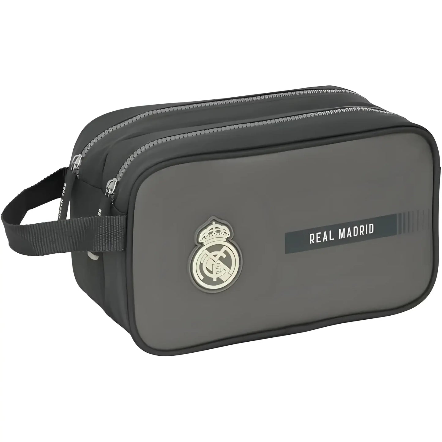 Neceser con doble cremallera REAL MADRID 26x15x12,5CM adaptable a carro