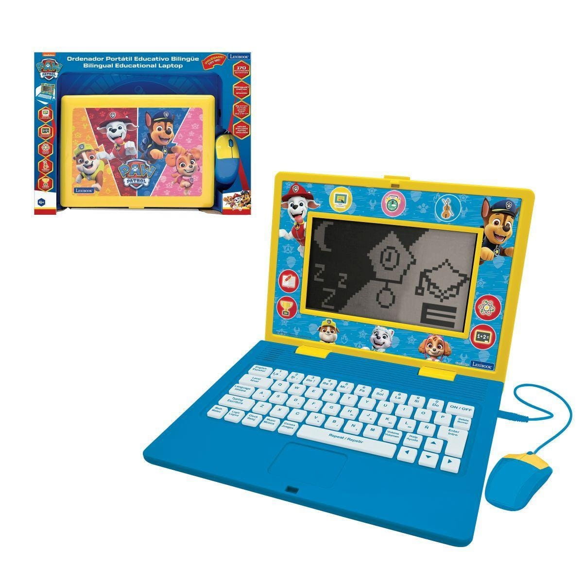 Ordenador bilingüe de Patrulla canina con 170 actividades (85 en cada idioma) - Juguete