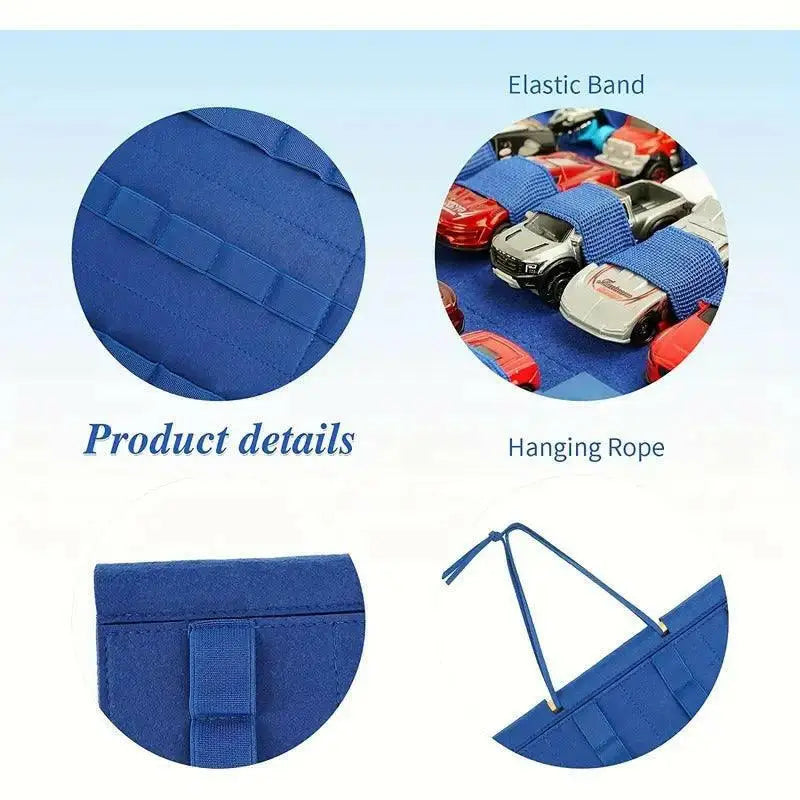 Organizador colgante para coches de juguete con tiras sujetarlos