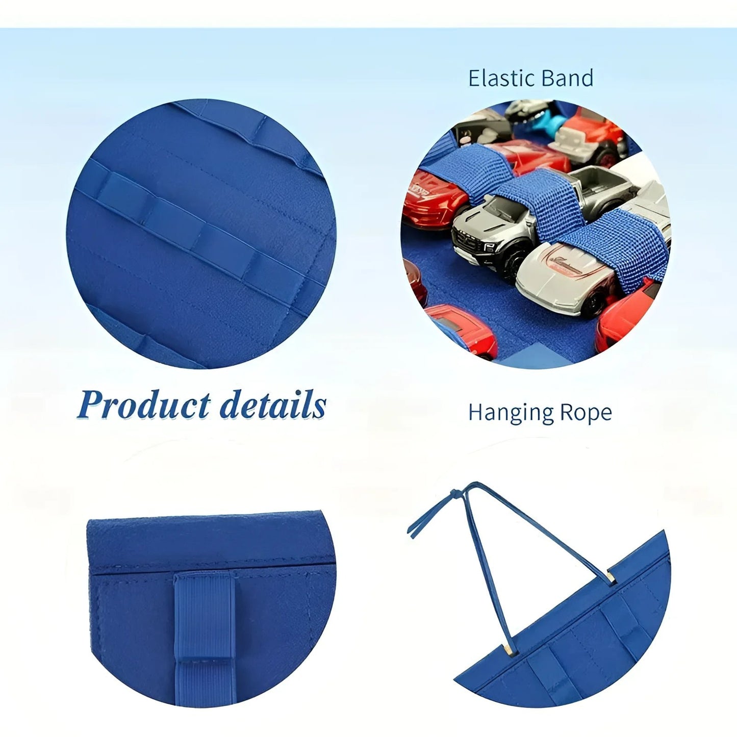 Organizador colgante para coches de juguete con tiras sujetarlos Negro