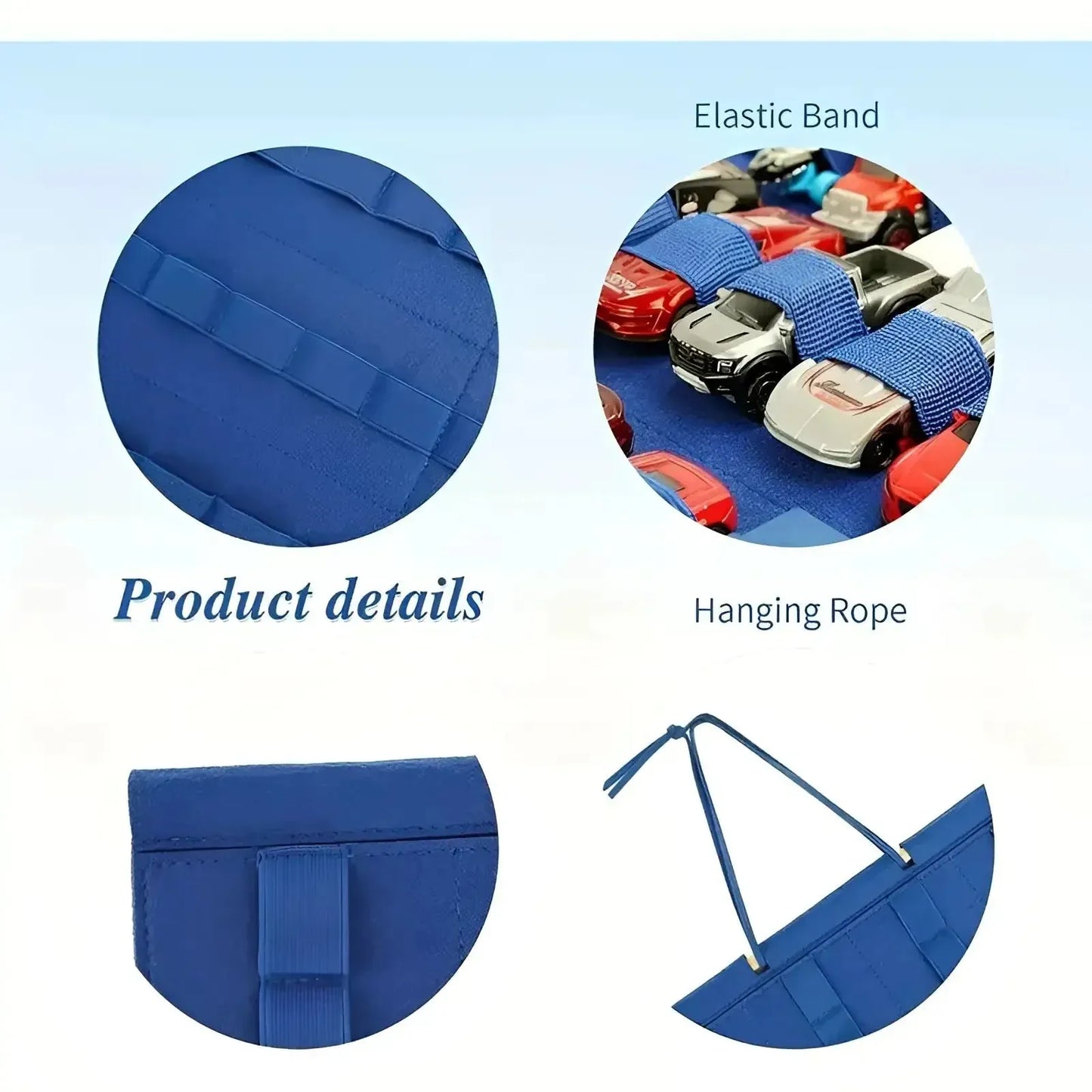 Organizador colgante para coches de juguete con tiras sujetarlos Negro