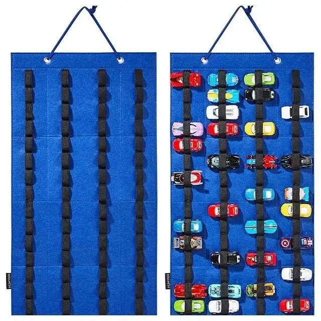 Organizador colgante para coches de juguete con tiras sujetarlos