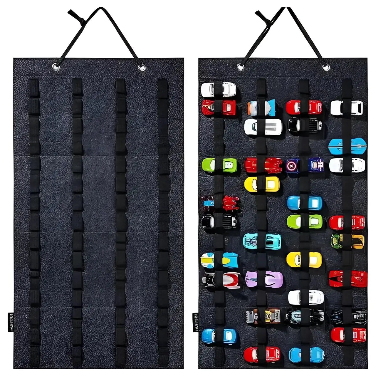 Organizador colgante para coches de juguete con tiras sujetarlos - Negro