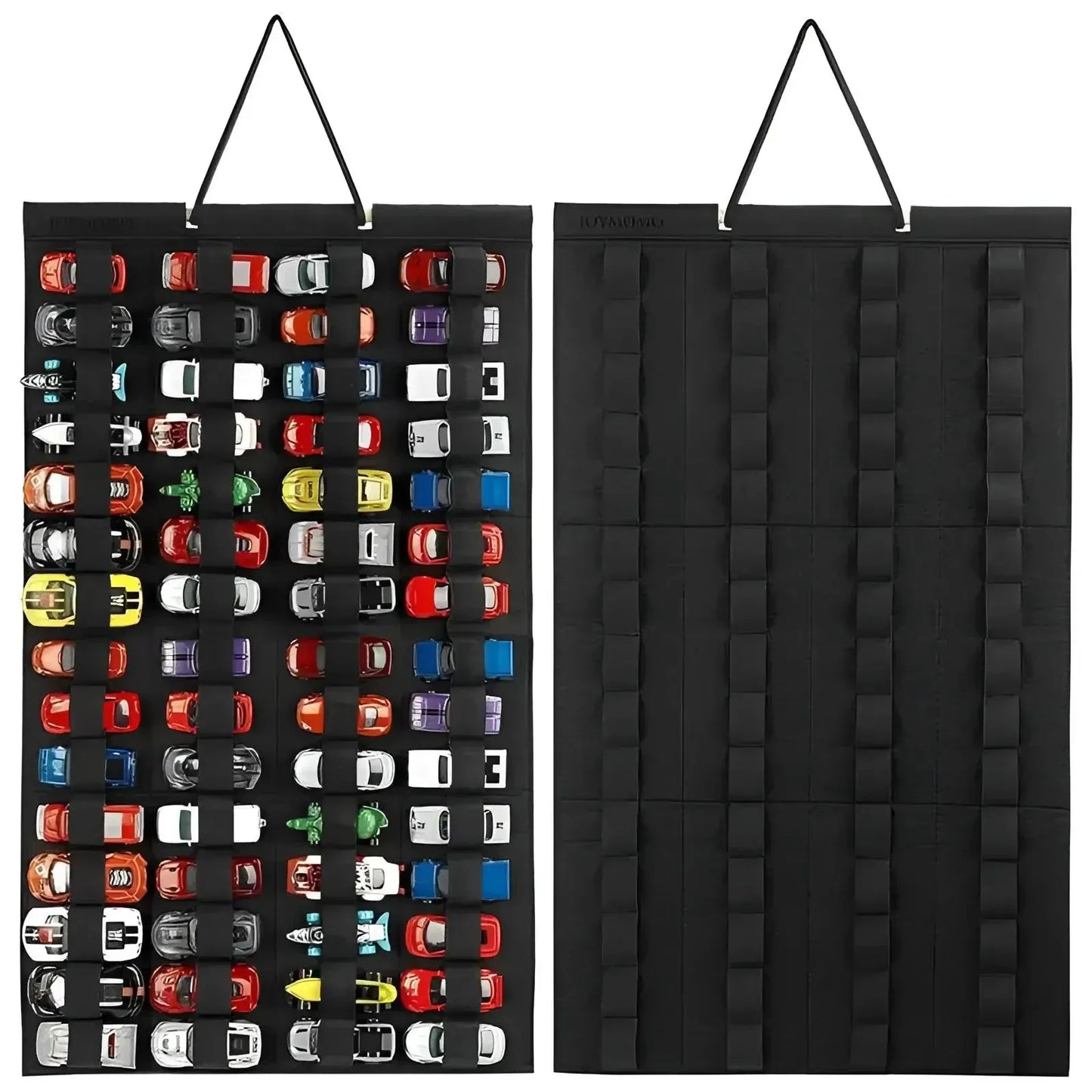 Organizador colgante para coches de juguete con tiras sujetarlos Negro