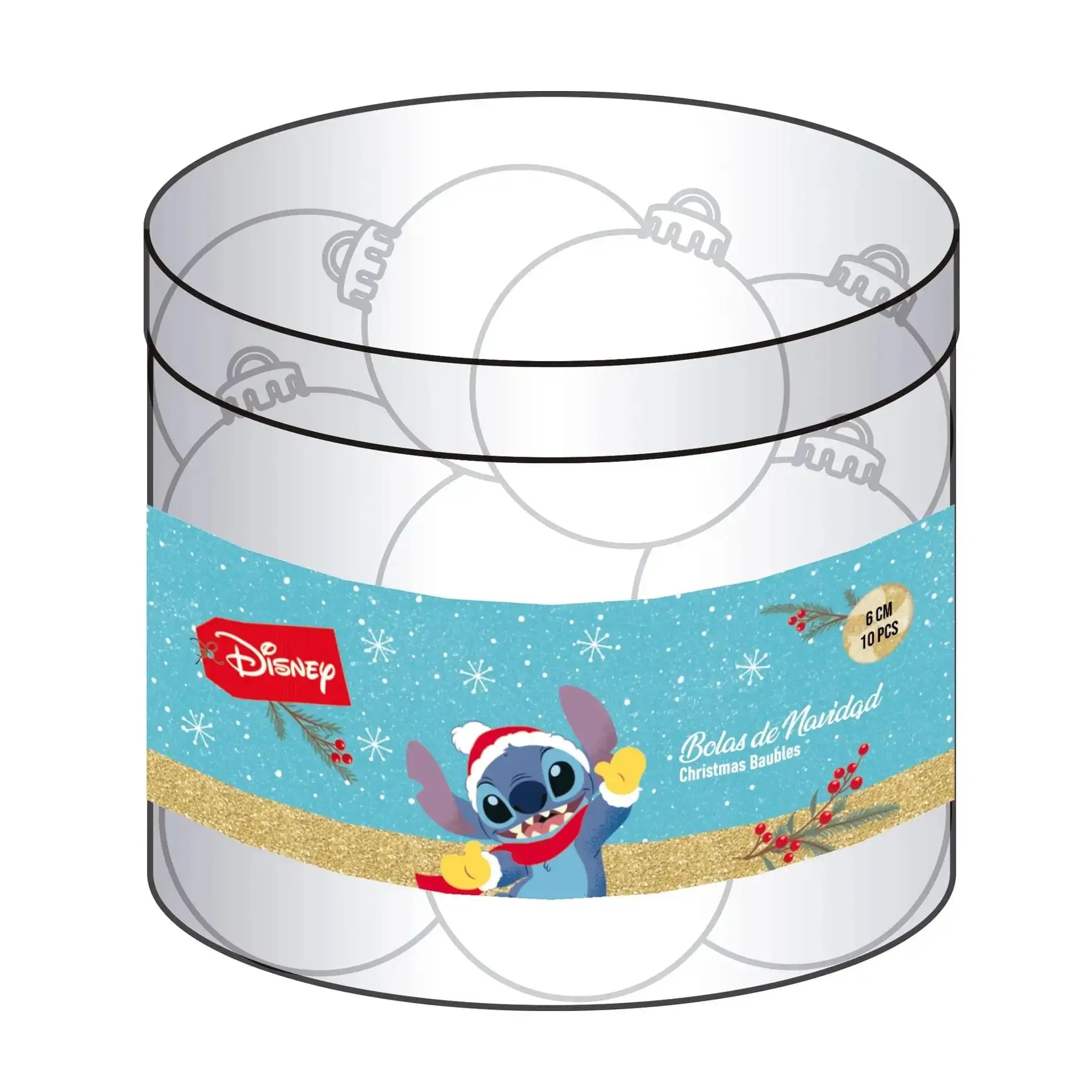 Pack 10 bolas de navidad 6cm diámetro STITCH