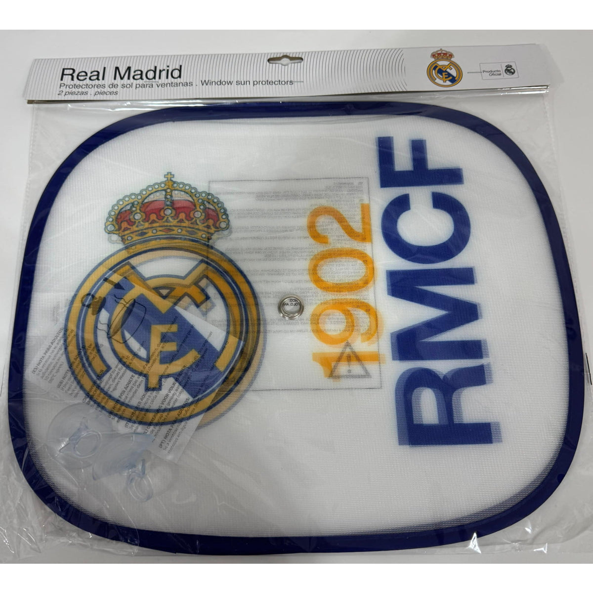 Pack de 2 parasoles infantiles para coche Real Madrid oficial protección solar