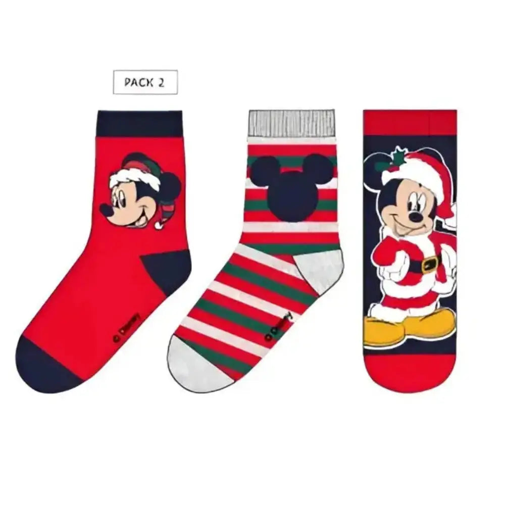 Pack 3 calcetines infantiles MICKEY MOUSE navidad rojo 23/26