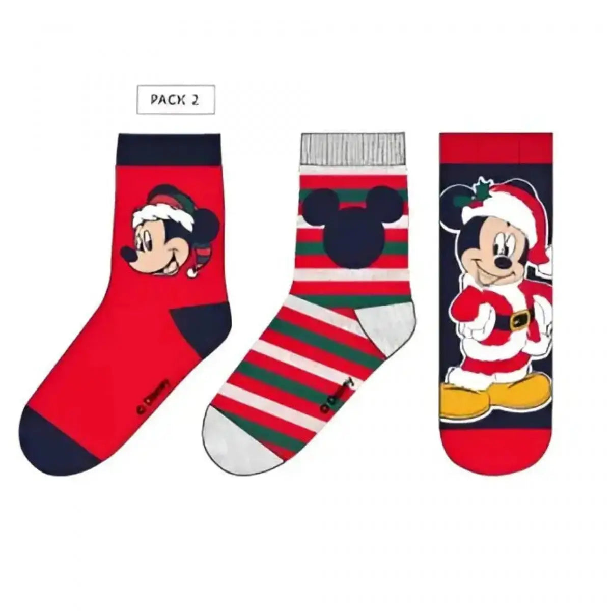 Pack 3 calcetines infantiles MICKEY MOUSE navidad rojo 27/30