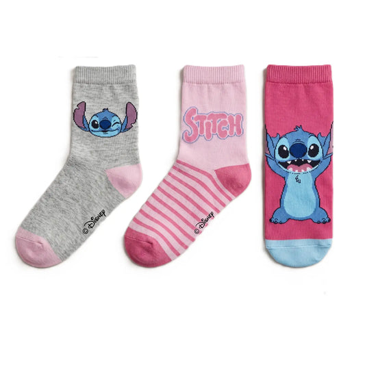 Pack 3 calcetines infantiles STITCH rosa 31/34