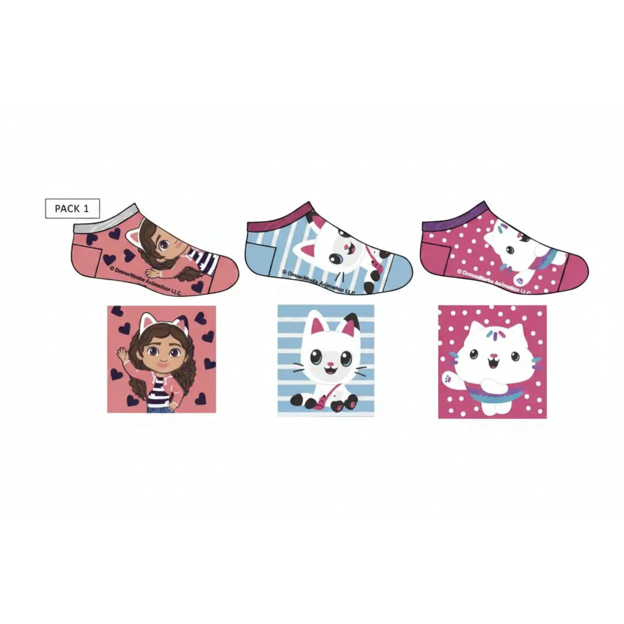 Pack 3 calcetines infantiles tobilleros Gabby´s Dollhouse 1 31/34