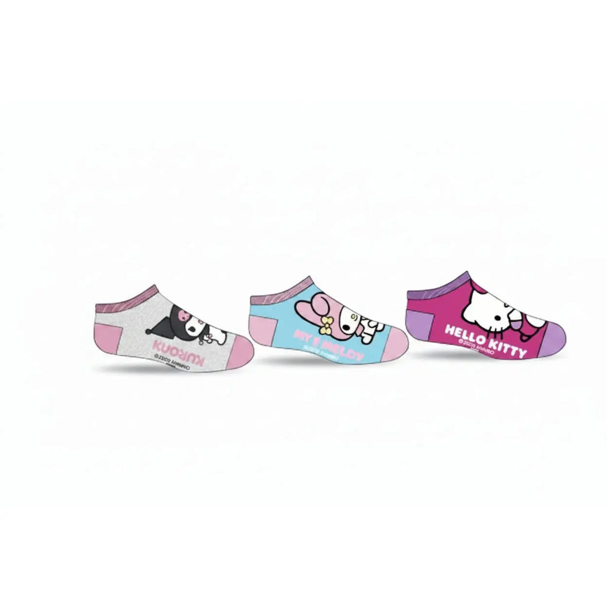 Pack 3 calcetines infantiles tobilleros Hello Kitty Kuromi Sanrio azul 31/34