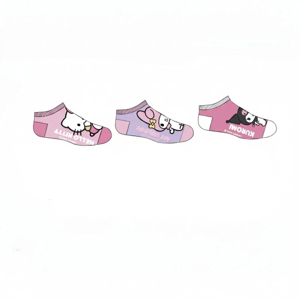 Pack 3 calcetines infantiles tobilleros Hello Kitty Kuromi Sanrio lila 27/30