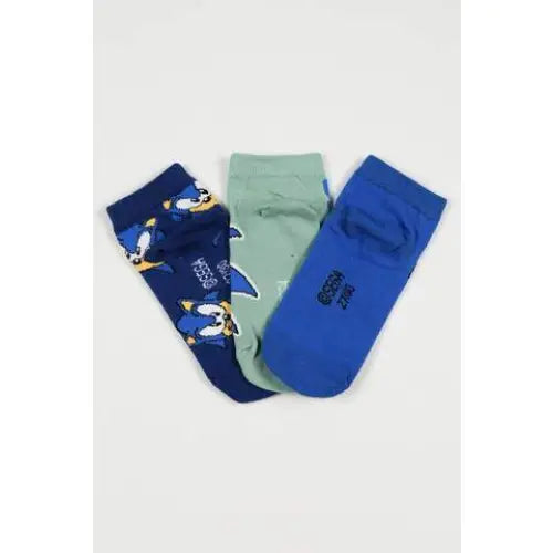 Pack 3 calcetines infantiles tobilleros Sonic The Hedgehog azul 23/26