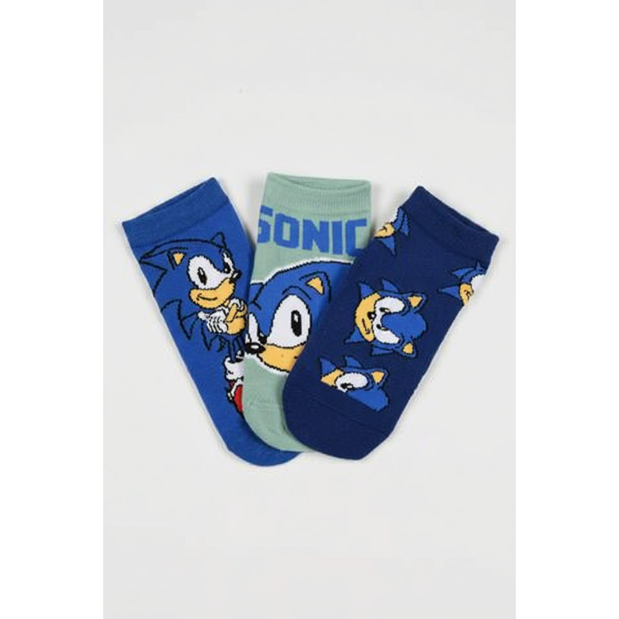 Pack 3 calcetines infantiles tobilleros Sonic The Hedgehog azul 27/30