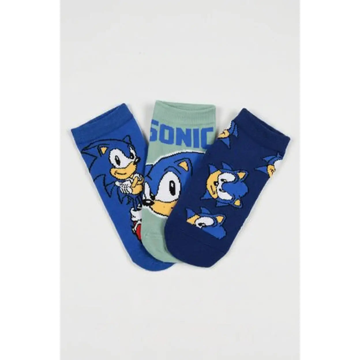Pack 3 calcetines infantiles tobilleros Sonic The Hedgehog azul 27/30