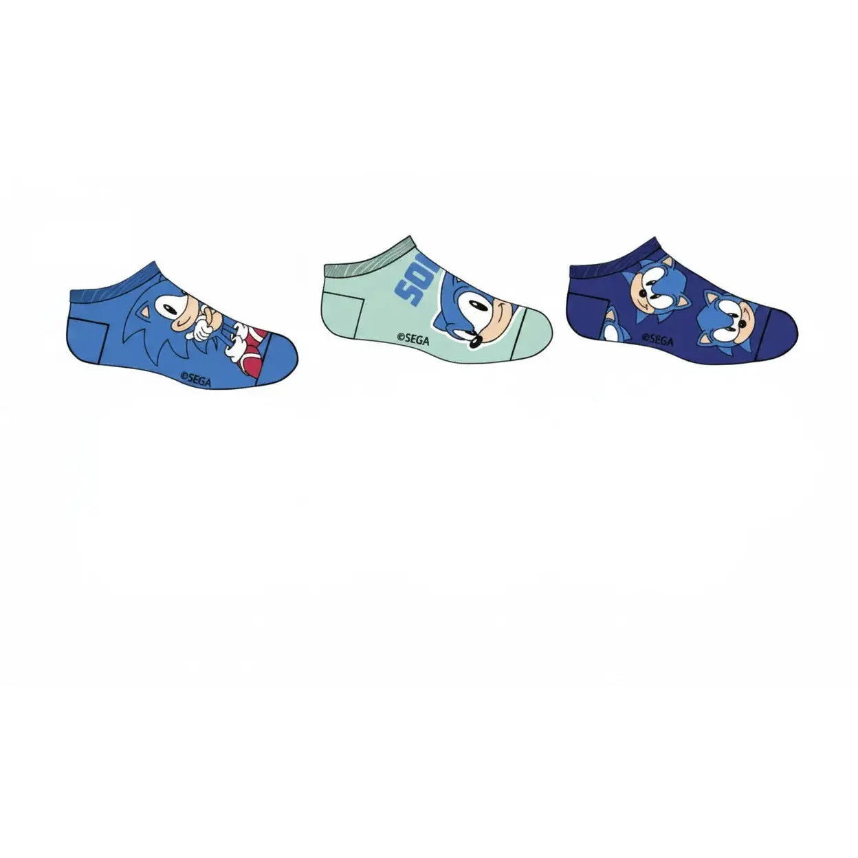 Pack 3 calcetines infantiles tobilleros Sonic The Hedgehog azul 27/30