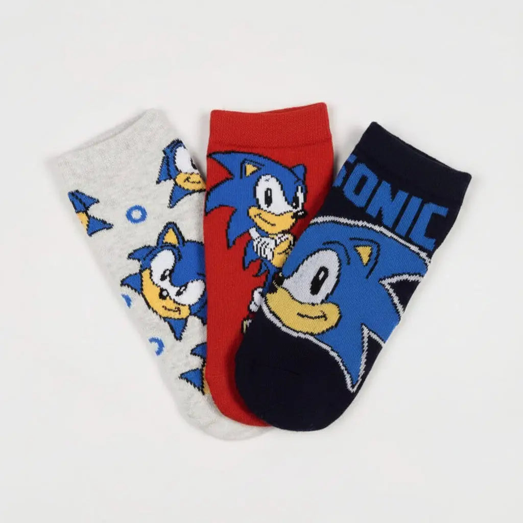 Pack 3 calcetines infantiles tobilleros Sonic The Hedgehog gris 31/34