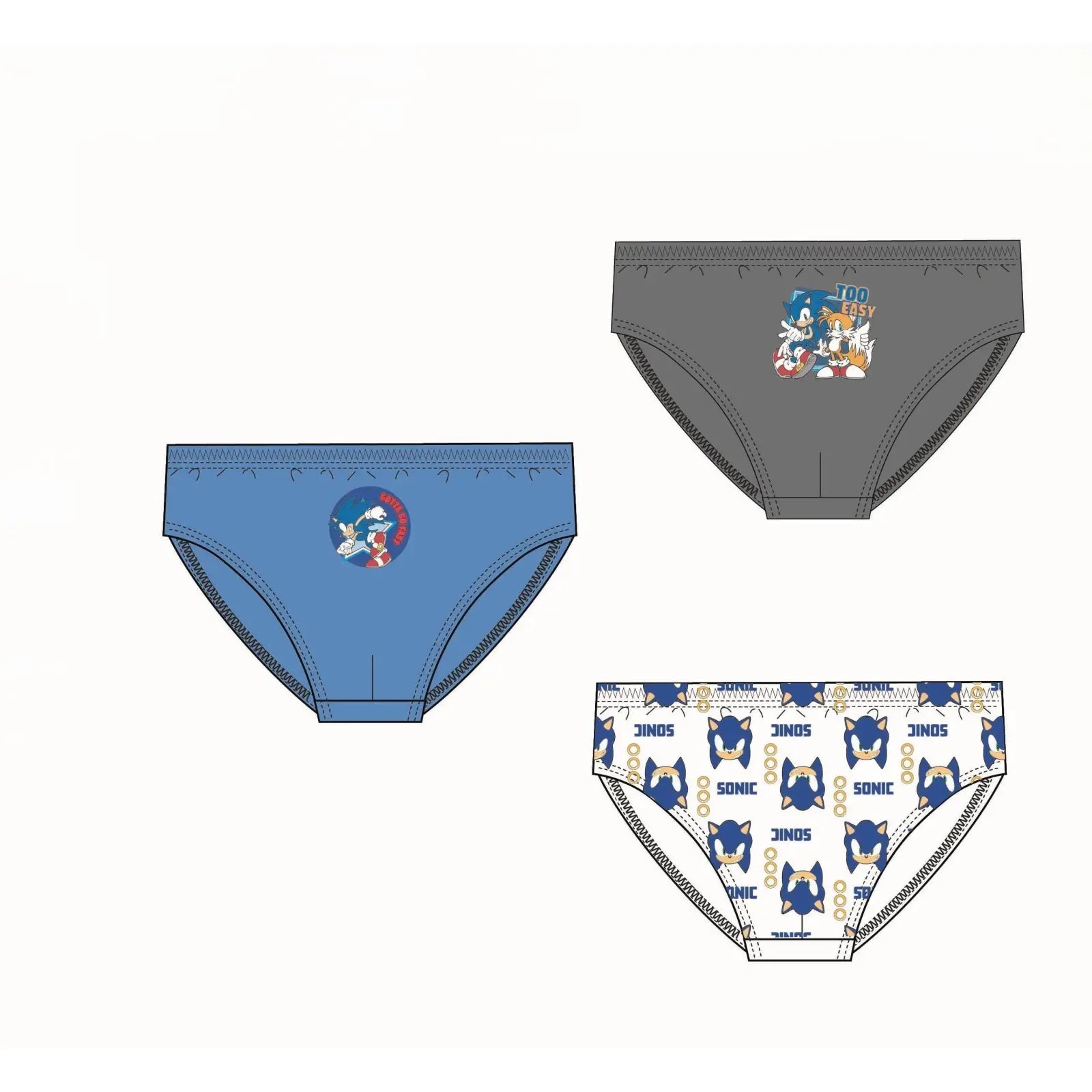 Pack 3 calzoncillos slips niño Sonic 2/3 años (94cm)