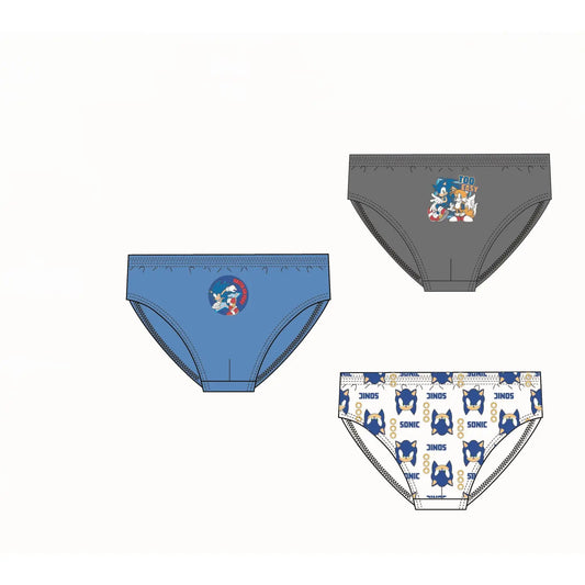 Pack 3 calzoncillos slips niño Sonic 4/5 años (108cm)