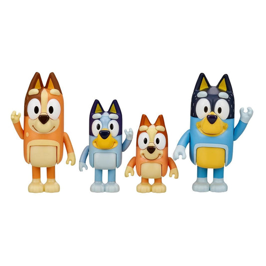 Pack 4 figuras de Bluey y familia (Bingo Bandit Chilli) - muñeca