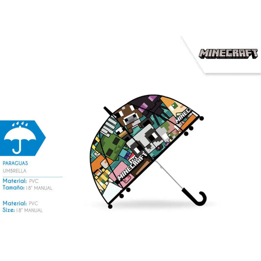 Paraguas infantil 46cm transparente Minecraft