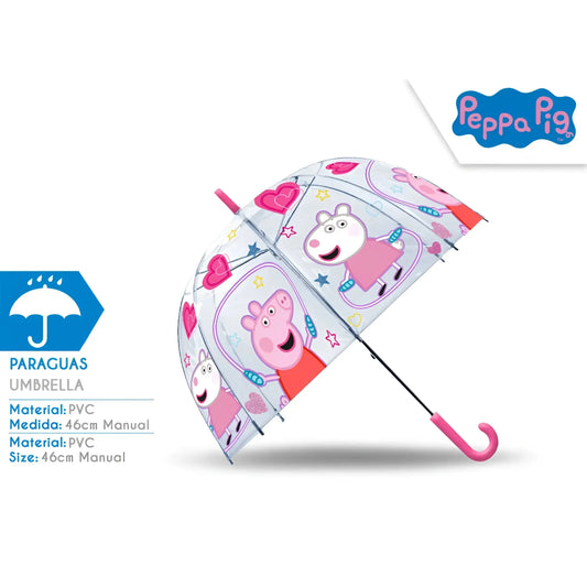 Paraguas infantil 46cm transparente Peppa Pig