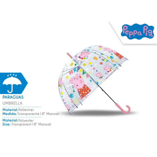 Paraguas infantil 46cm transparente Peppa Pig