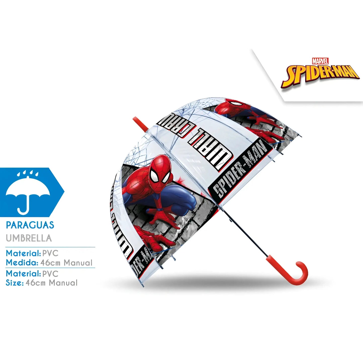 Paraguas infantil 46cm transparente SPIDERMAN