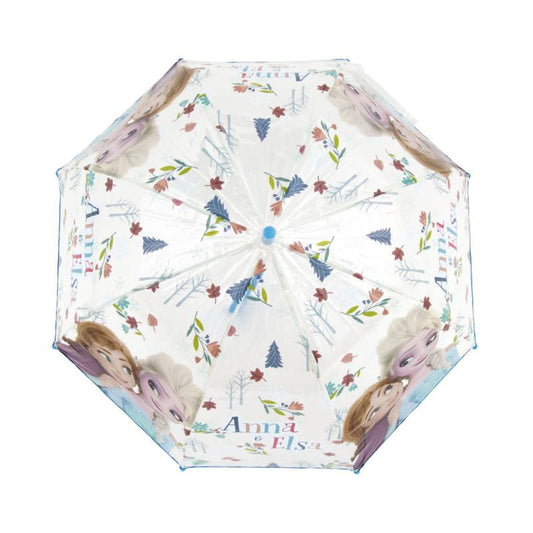 Paraguas infantil 67cm diámetro Frozen Anna y Elsa mango azul flojo