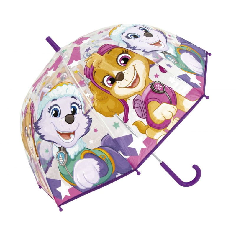 Paraguas infantil 67cm diámetro Patrulla canina mango lila
