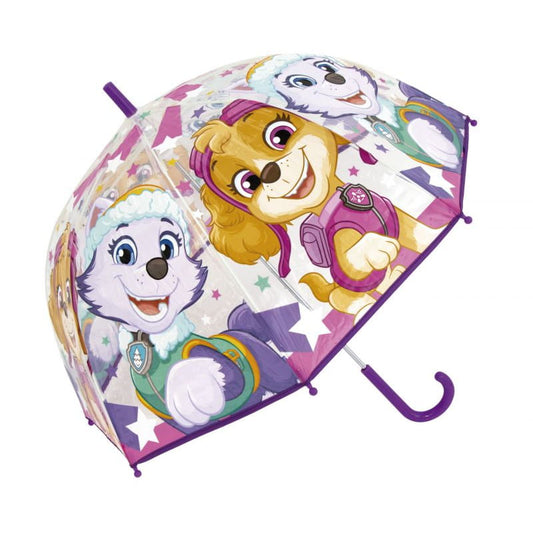 Paraguas infantil 67cm diámetro Patrulla canina mango lila